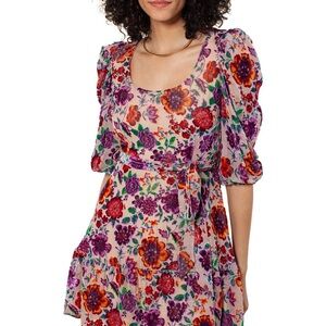 Hale Bob Talora Silk Floral Print Velvet Dress